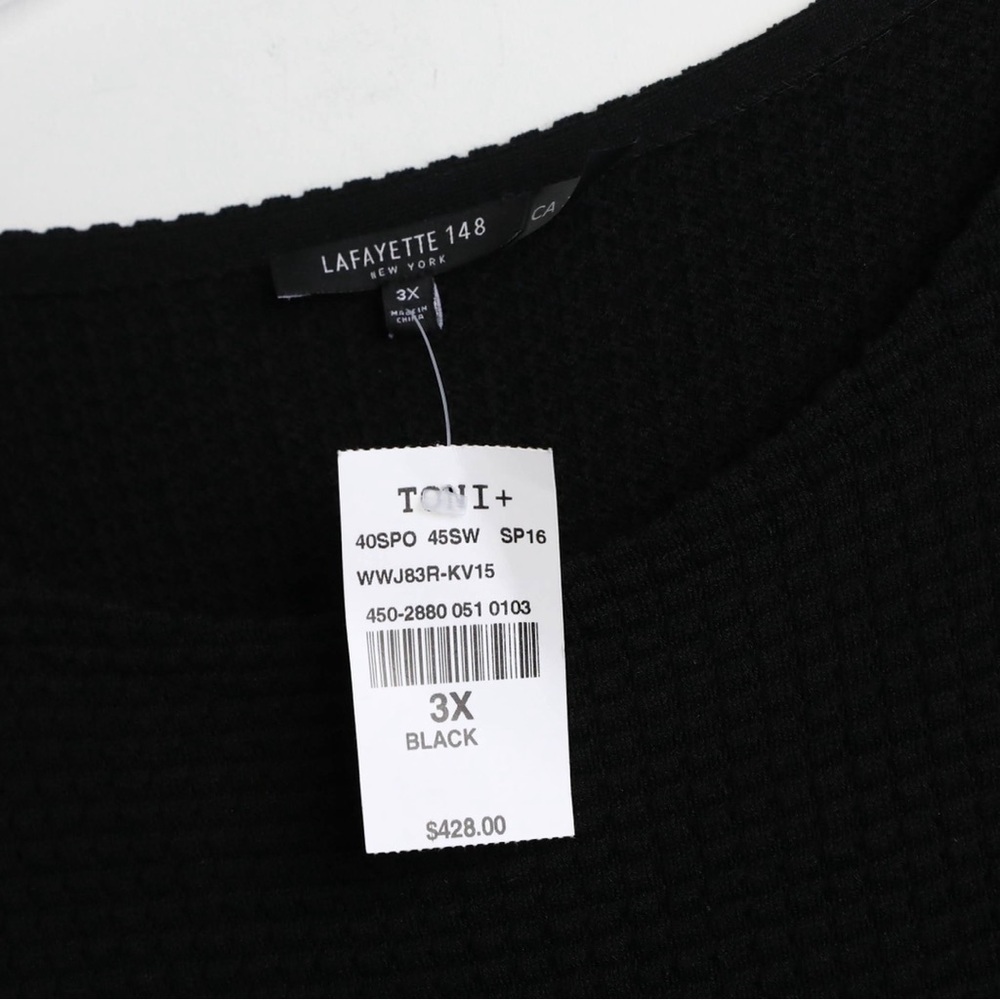 NWT Lafayette 148 Sleeveless Sweater Black Pullover textured 3X vest new plus - Picture 2 of 6